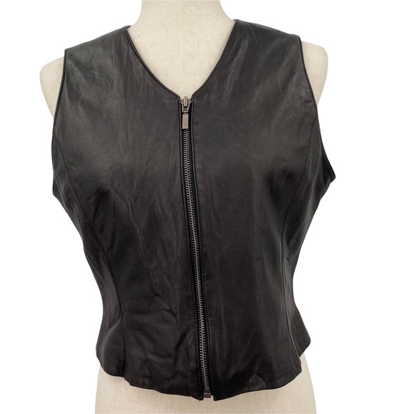 Petite Sophisticate 100% Genuine Leather Full Zip Vest, Size Small - Picture 3 of 8